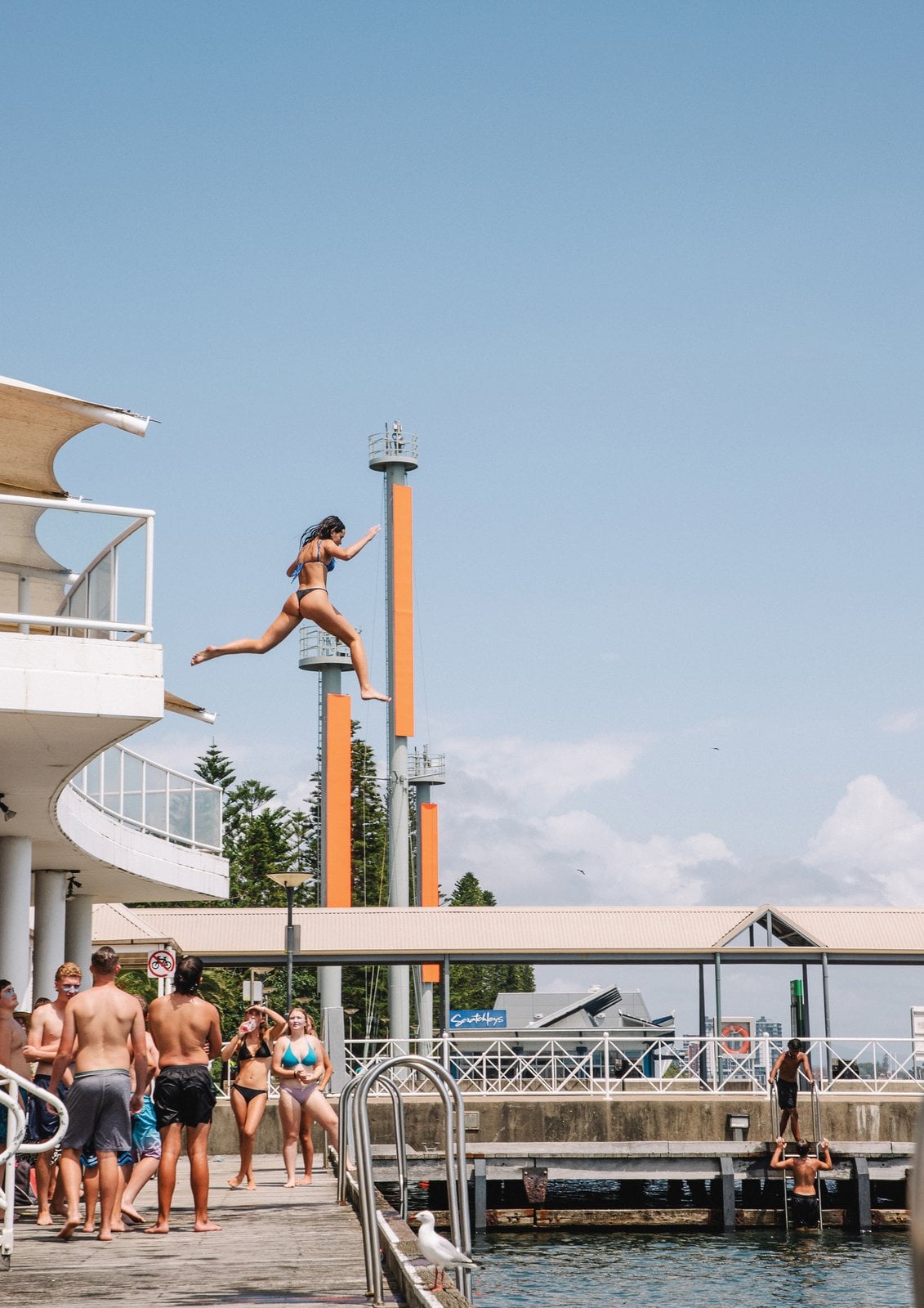 Student photograph of a harbour jump in Newcastle